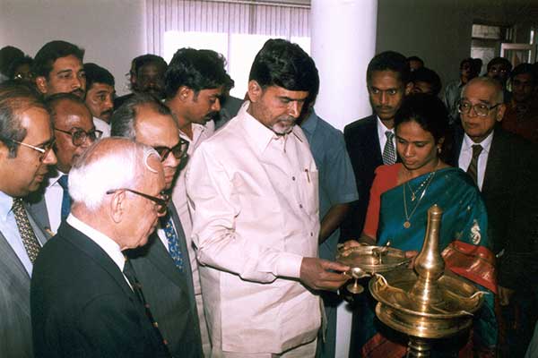 Former Chief Minister of Andhra Pradesh Sri N Chandrababu Naidu during his visit to ASCI